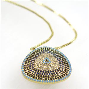 copper teardrop necklace pave zircon, gold plated, approx 23-24mm, 44cm length