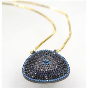 copper teardrop necklace pave zircon, black plated, approx 23-24mm, 44cm length