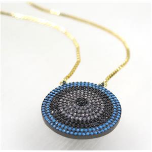 copper circle necklace pave zircon, black plated, approx 23mm, 44cm length