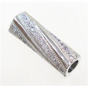 copper spacer tube bead paved zircon, approx 6x19mm