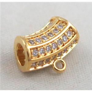 copper hanger bail pave zircon, gold plated, approx 6x12mm. 4mm hole