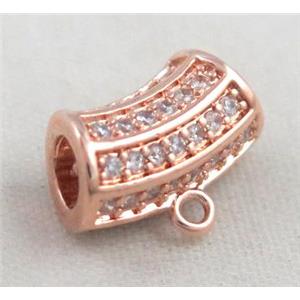 copper hanger bail pave zircon, rose gold, approx 6x12mm. 4mm hole