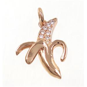 copper Banana pendant paved zircon, rose gold, approx 13x17mm
