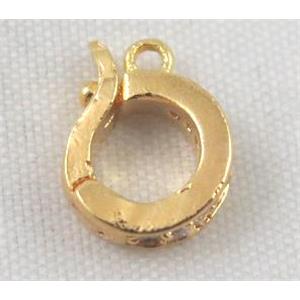 Zircon copper clasp, gold plated, approx 10mm dia