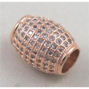 Zircon copper spacer bead, rose gold plated, approx 10x12mm, 5mm hole