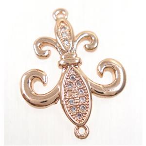 copper anchor connector paved zircon, rose gold, approx 18-20mm