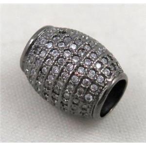 Zircon copper spacer bead, black, approx 10x12mm, 5mm hole