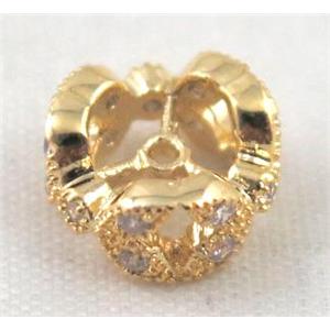Zircon copper spacer bead, gold plated, approx 10mm dia