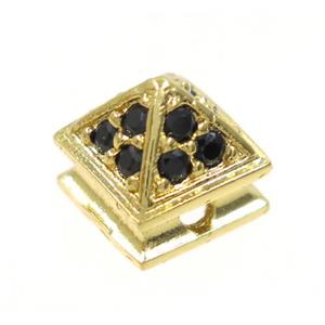 copper pagoda bead paved zircon, gold plated, approx 7-8mm