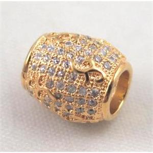 Zircon copper spacer bead, gold plated, approx 9x10mm, 5mm hole