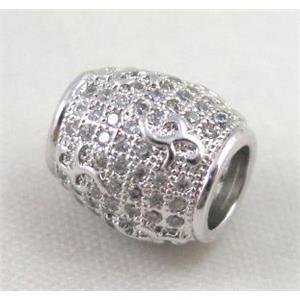 Zircon copper spacer bead, platinum plated, approx 9x10mm, 5mm hole
