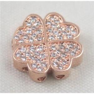 Zircon copper spacer bead, rose gold plated, approx 14x14mm