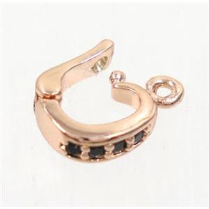 copper clasp paved zircon, rose gold, approx 7-8mm