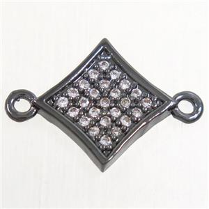 copper star connector paved zircon, black plated, approx 9-13mm