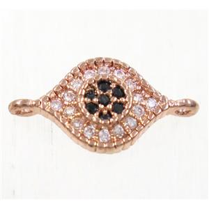 copper eye connector paved zircon, rose gold, approx 8-10mm