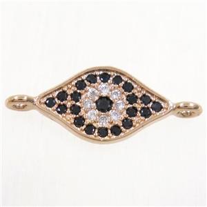 copper eye connector paved zircon, rose gold, approx 8-13mm