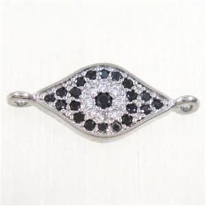 copper eye connector paved zircon, platinum plated, approx 8-13mm