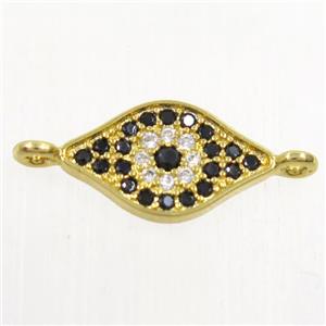 copper eye connector paved zircon, gold plated, approx 8-13mm