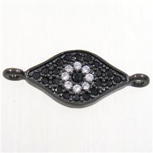 copper eye connector paved zircon, black plated, approx 8-13mm