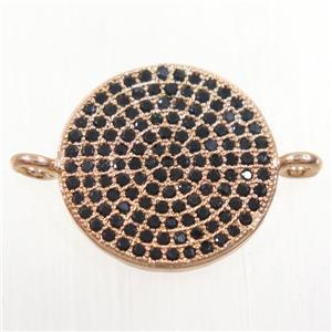 copper circle connector paved zircon, rose gold, approx 15.5mm dia