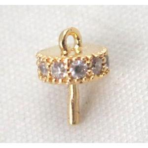 copper bail paved zircon, gold plated, approx 6x8mm