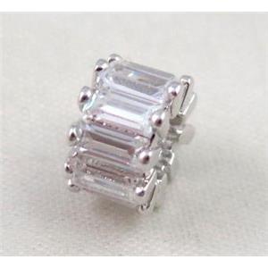 copper spacer bead paved zircon, platinum plated, approx 11mm dia, 5mm hole