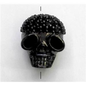 copper spacer bead paved zircon, skull, approx 10-12mm