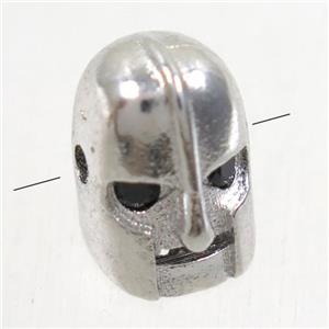 copper helmet beads paved zircon, platinum plated, approx 8.5-11mm
