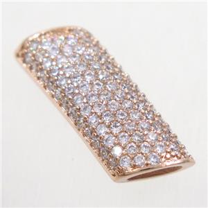 copper tube beads paved zircon, rose gold, approx 8-20mm, 3x5mm hole