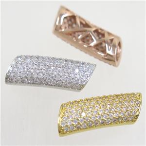 copper tube beads paved zircon, mix color, approx 8-20mm, 3x5mm hole