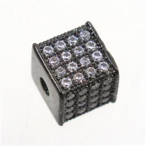 copper cube beads paved zircon, black plated, approx 8.5x8.5mm