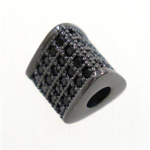 European style copper triangle beads paved zircon, black plated, approx 8.5x8.5mm