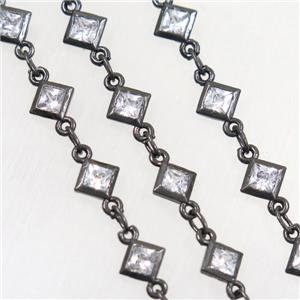 copper chain paved zircon, black, approx 4x4mm