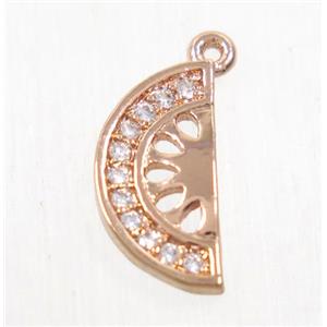 copper watermelon pendant paved zircon, rose gold, approx 6-12mm