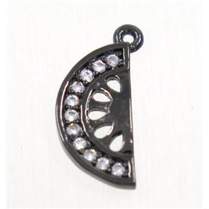 copper watermelon pendant paved zircon, black plated, approx 6-12mm