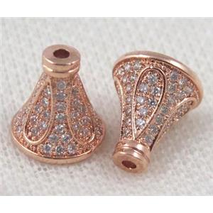 copper tassel bail paved zircon, rose gold, approx 6x8mm