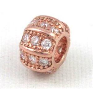 Zircon, bracelet spacer, copper bead, red copper, approx 5x7mm, 3mm hole