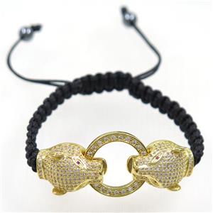 handmade bracelet with nylon wire, zircon bead, approx 50-60mm dia