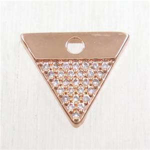 copper triangle pendant paved zircon, rose gold, approx 12-15mm