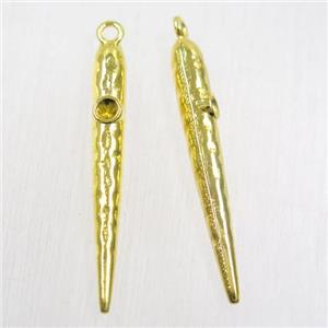 copper bullet pendant, gold plated, approx 5-37mm