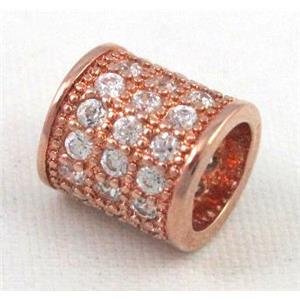 Zircon, bracelet spacer, copper tube bead, red copper, approx 8x8mm, 5mm hole