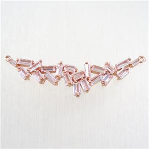 copper connector paved zircon, rose gold, approx 11-45mm