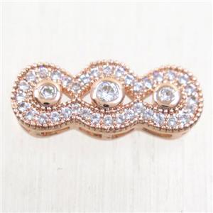 copper linker paved zircon, rose gold, approx 7-18mm