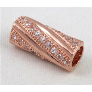 Zircon, bracelet spacer, copper tube bead, red copper, approx 7x14mm, 4mm hole