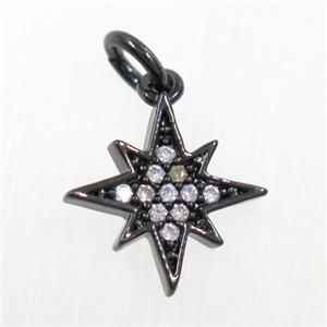 copper northstar pendant paved zircon, black plated, approx 11-12mm
