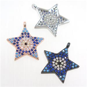 copper star pendant paved zircon, mix color, approx 17mm dia