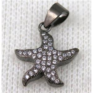 copper pendant pave zircon, black plated, approx 16mm dia