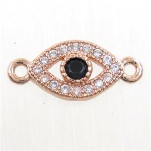 copper eye connector paved zircon, rose gold, approx 7-11mm