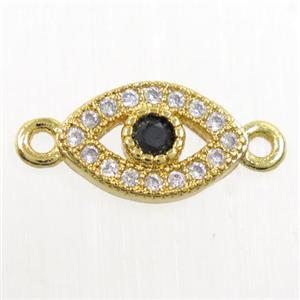 copper eye connector paved zircon, gold plated, approx 7-11mm