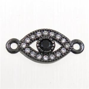 copper eye connector paved zircon, black plated, approx 7-11mm